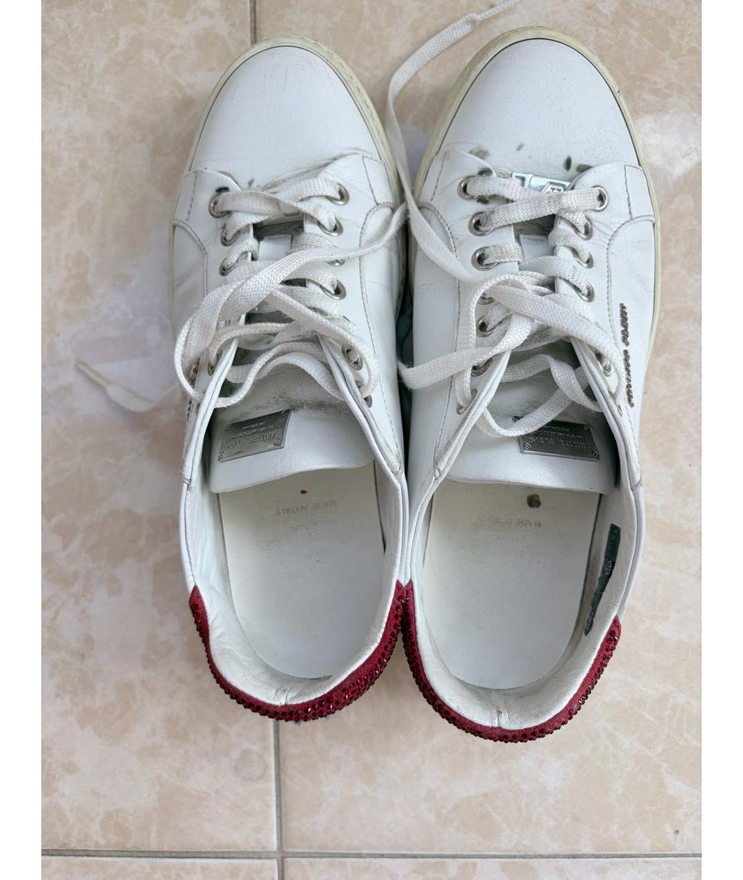 PHILIPP PLEIN Белые кожаные кеды, фото 3