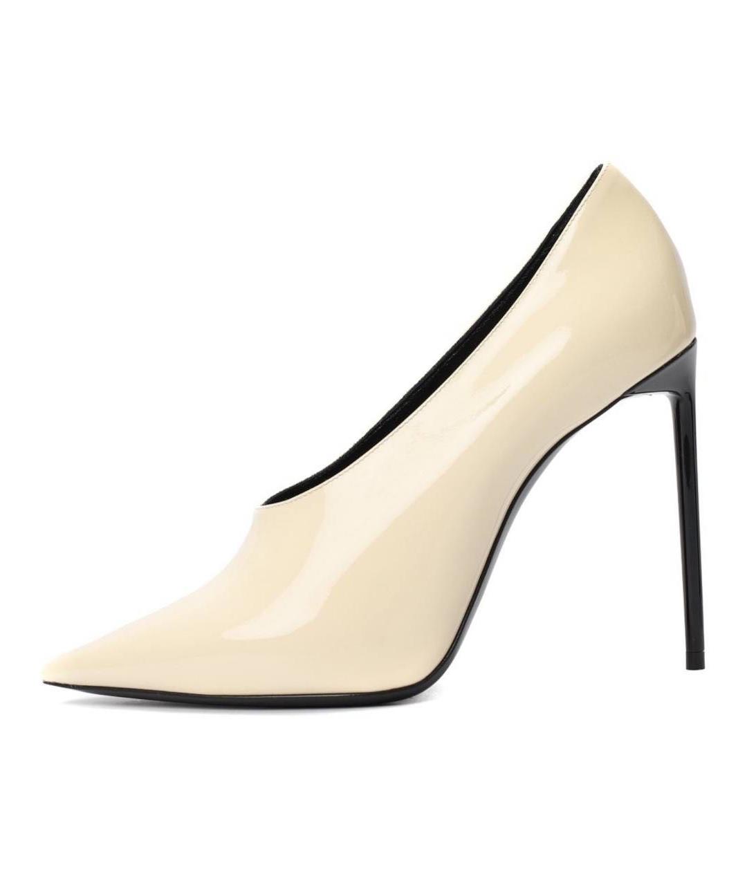 SAINT LAURENT Бежевые туфли из лакированной кожи, фото 5