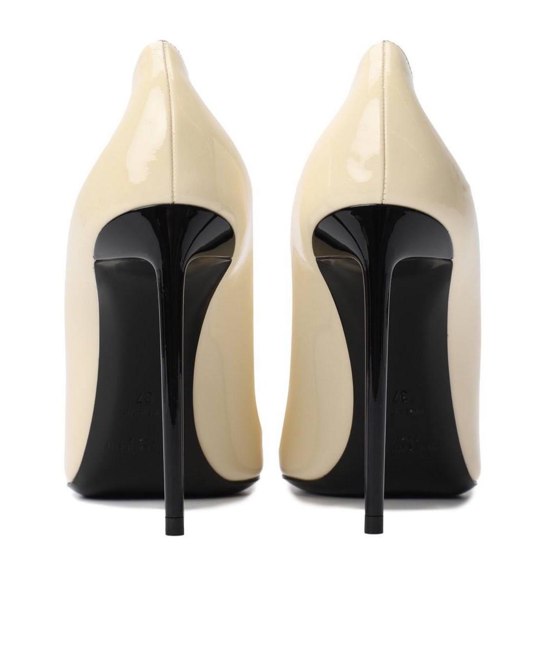 SAINT LAURENT Бежевые туфли из лакированной кожи, фото 4