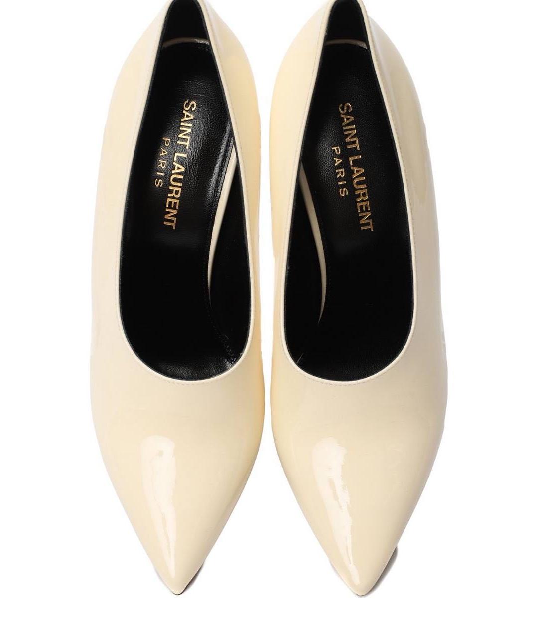 SAINT LAURENT Бежевые туфли из лакированной кожи, фото 3