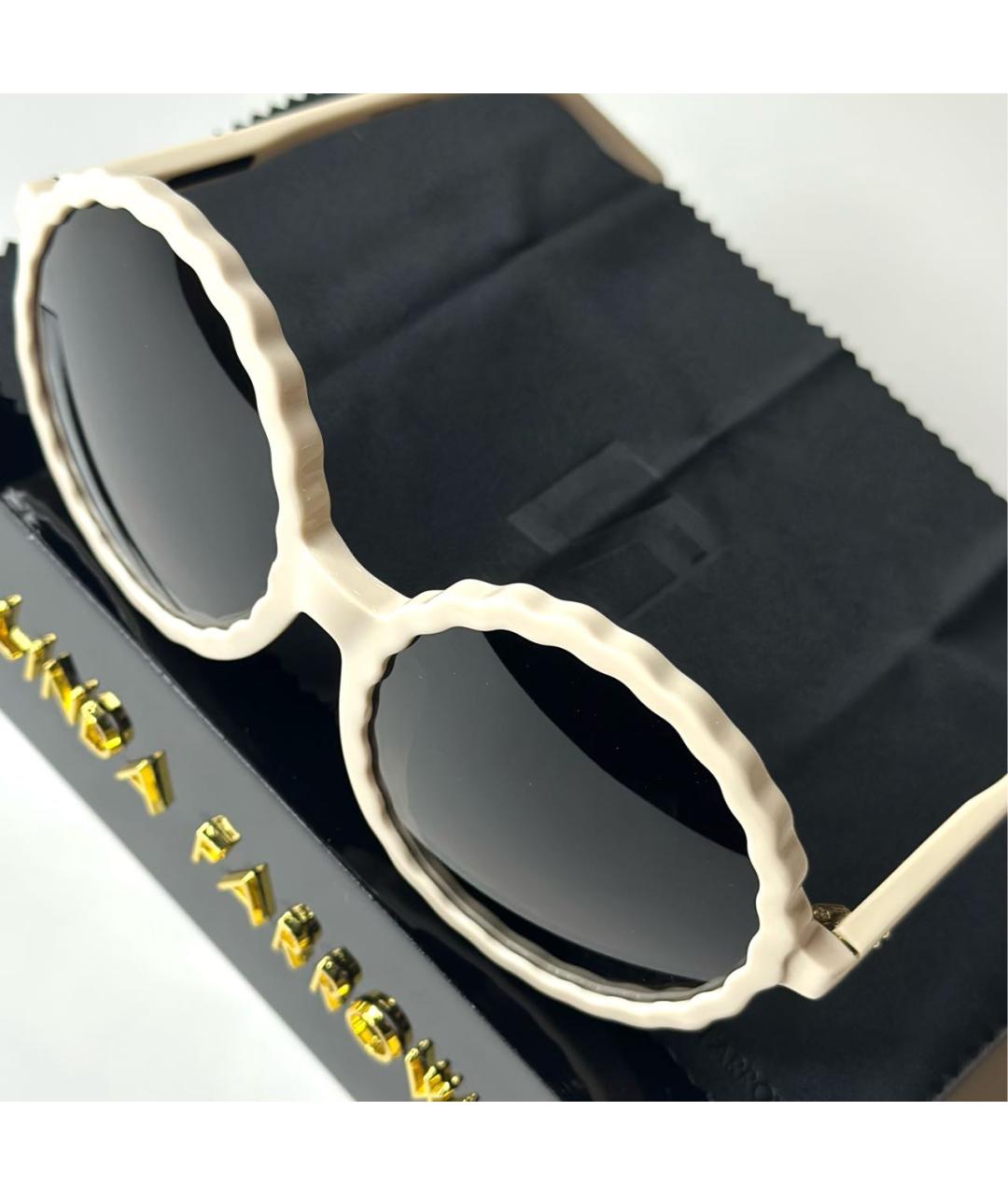 LINDA FARROW Бежевые пластиковые солнцезащитные очки, фото 2