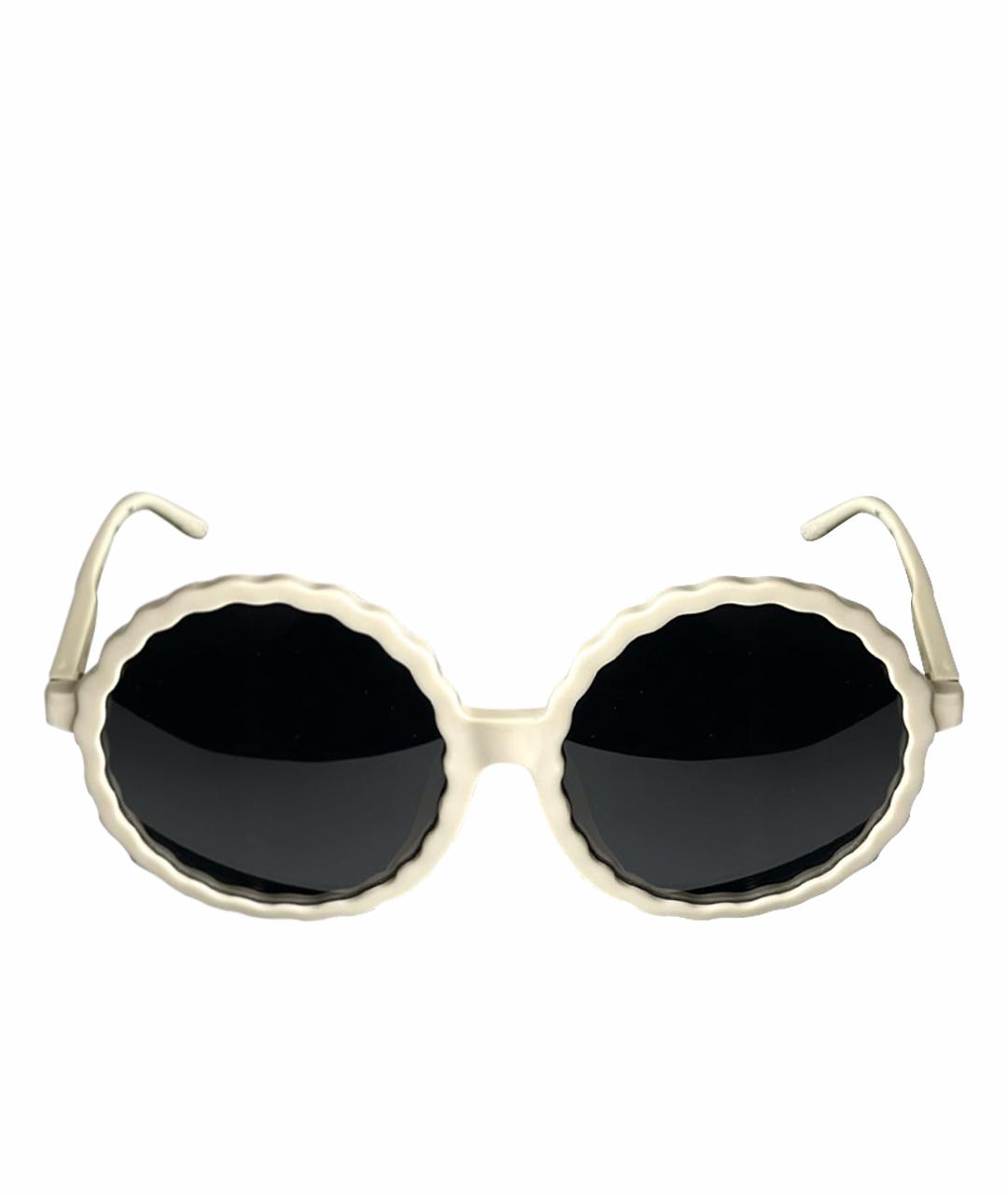 LINDA FARROW Бежевые пластиковые солнцезащитные очки, фото 1