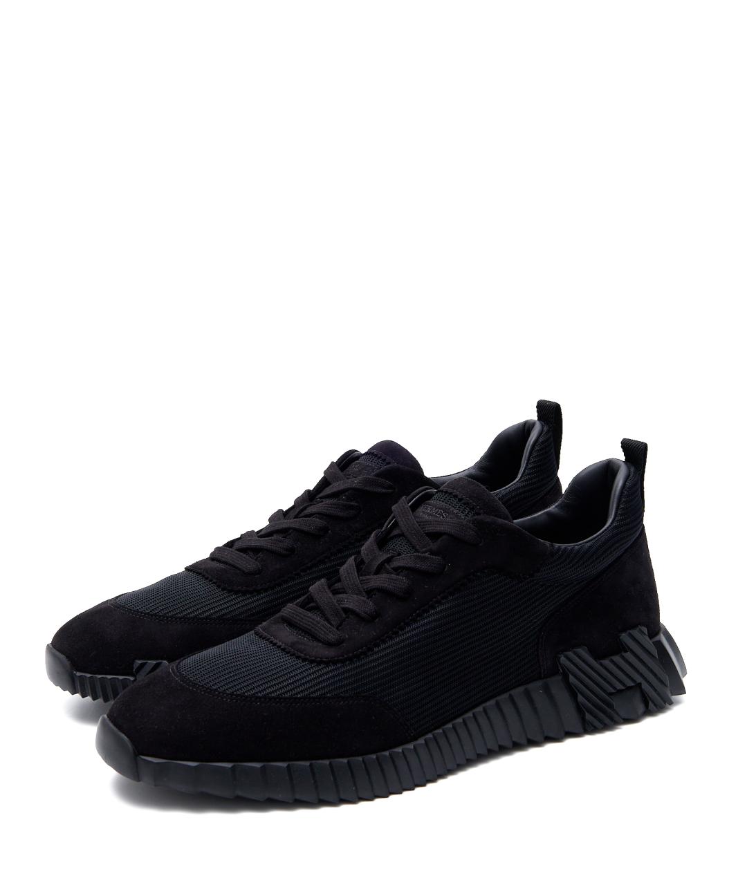 HERMES Черные замшевые низкие кроссовки / кеды, фото 2