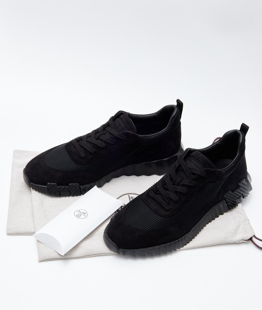 HERMES Черные замшевые низкие кроссовки / кеды, фото 8