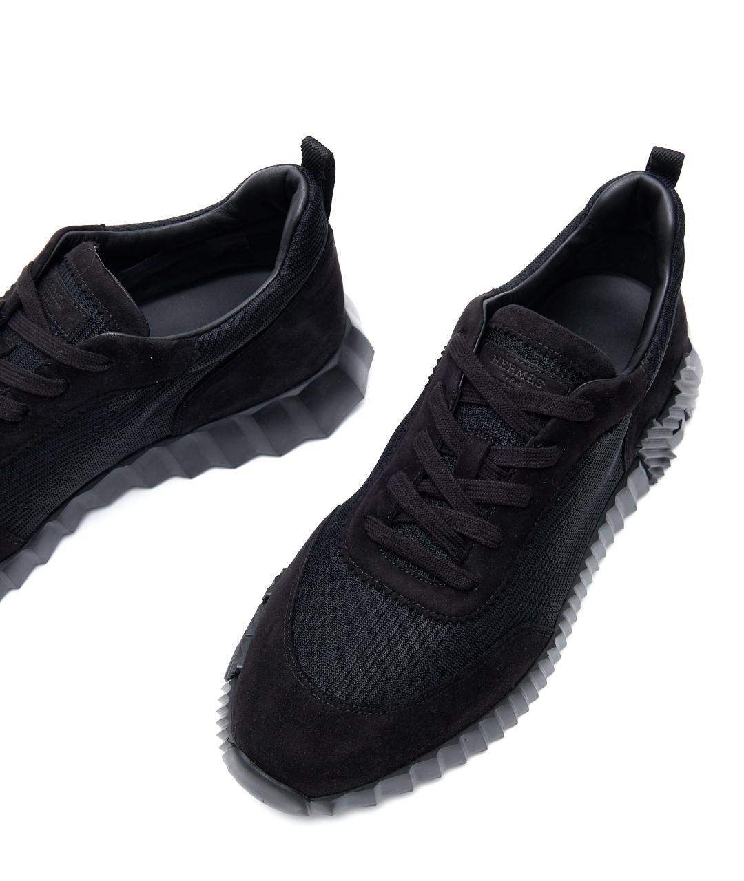 HERMES Черные замшевые низкие кроссовки / кеды, фото 5