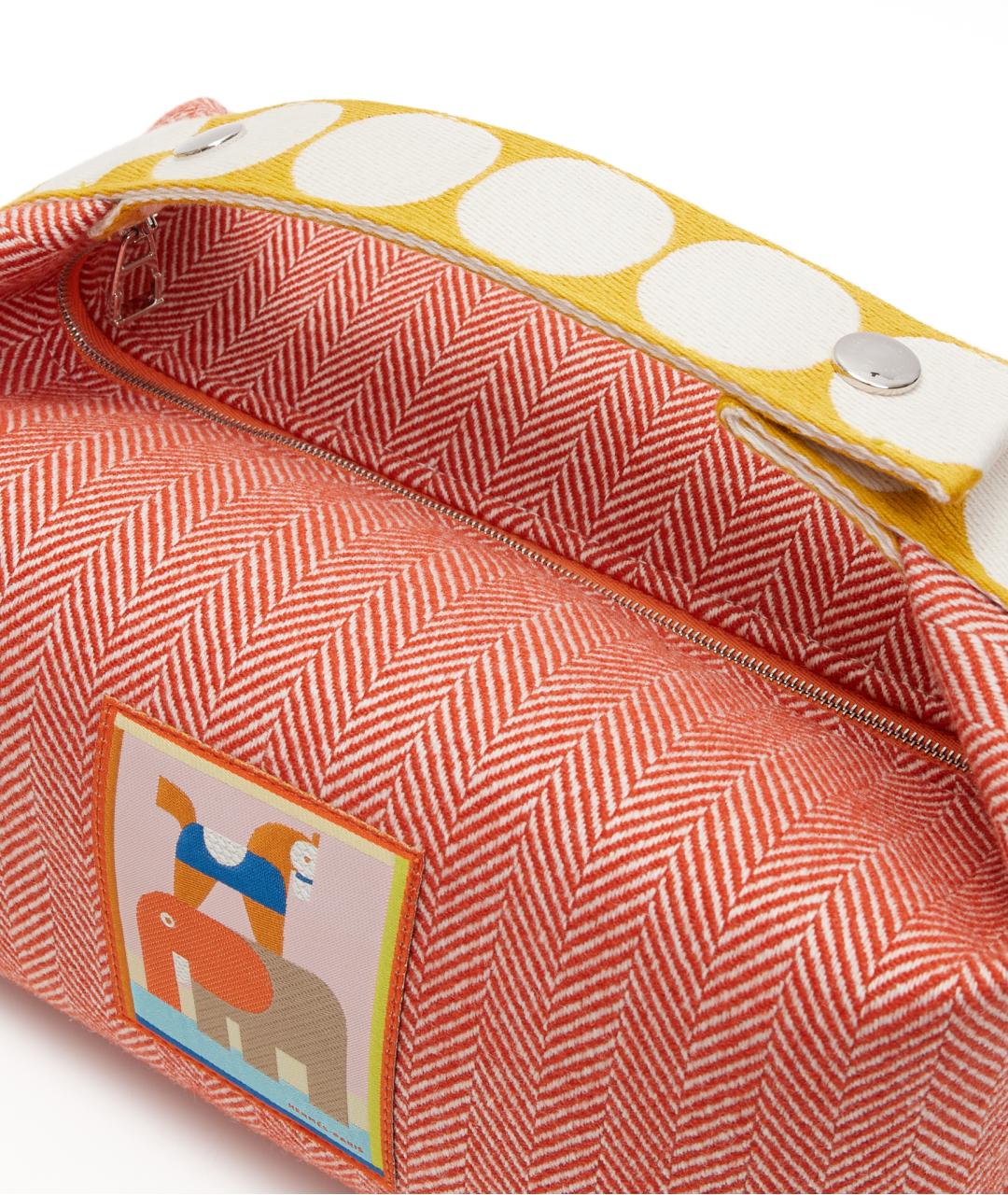 HERMES Красная тканевая косметичка, фото 4