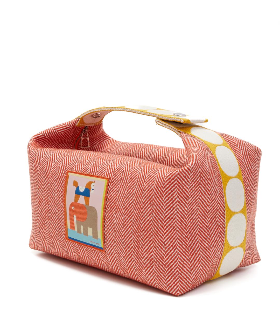 HERMES Красная тканевая косметичка, фото 2