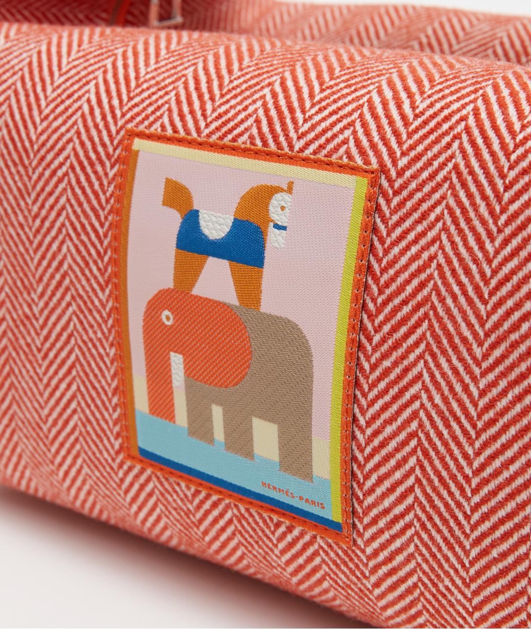 HERMES Красная тканевая косметичка, фото 5