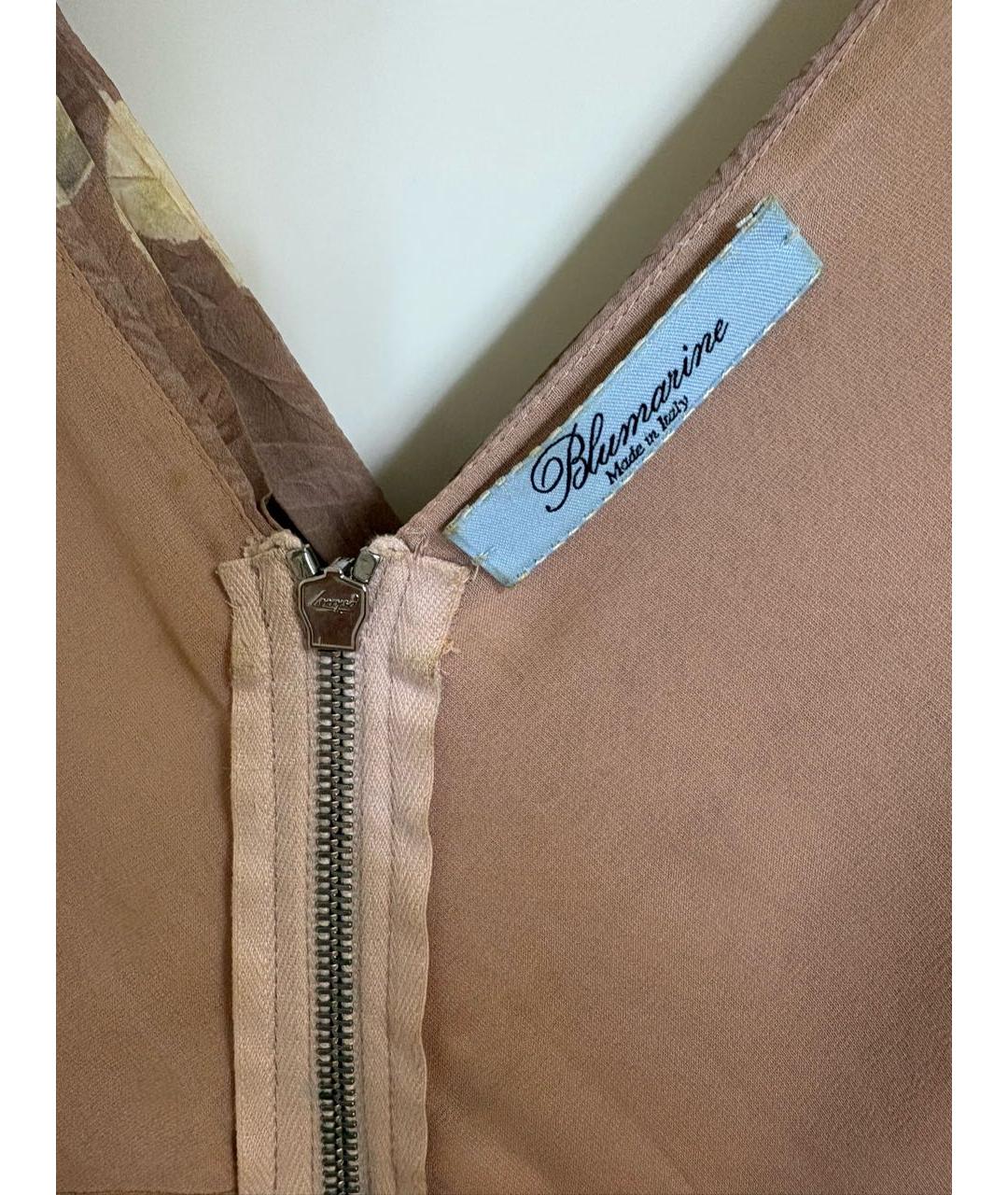 BLUMARINE Бежевое шелковое коктейльное платье, фото 3