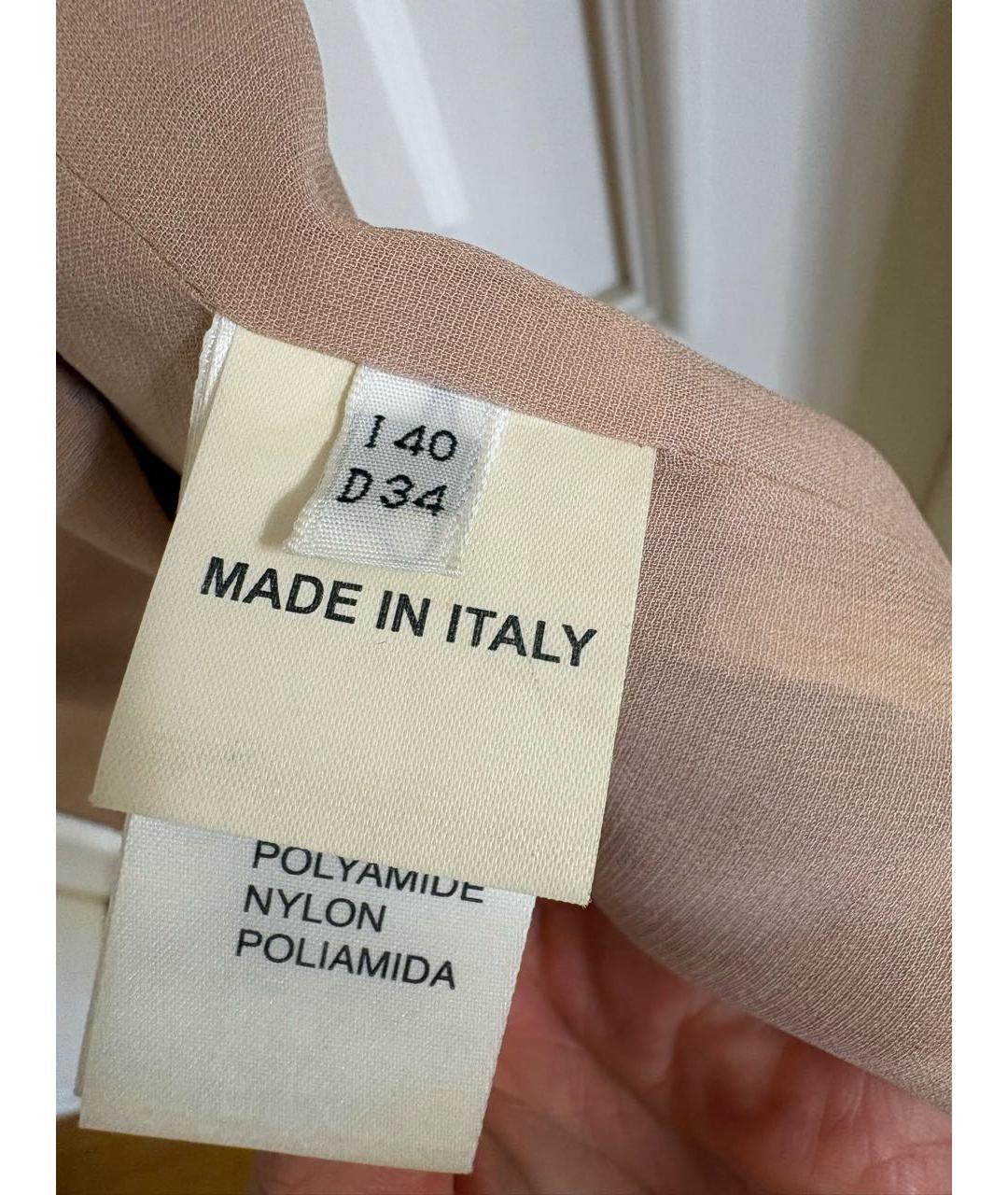 BLUMARINE Бежевое шелковое коктейльное платье, фото 7