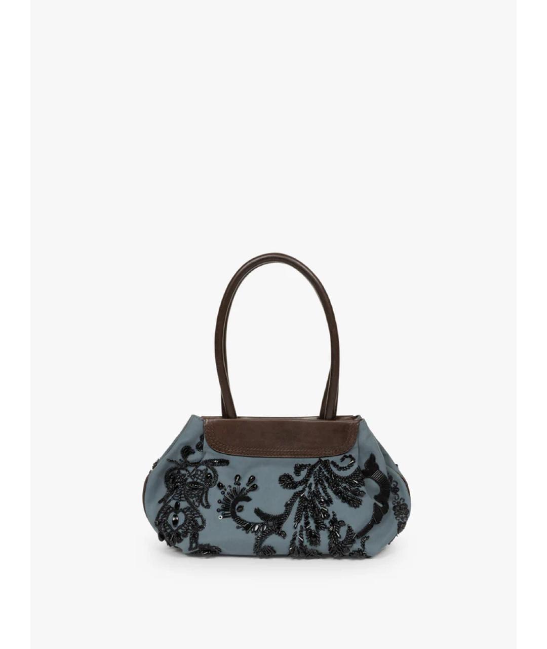 DRIES VAN NOTEN Синяя хлопковая сумка с короткими ручками, фото 4