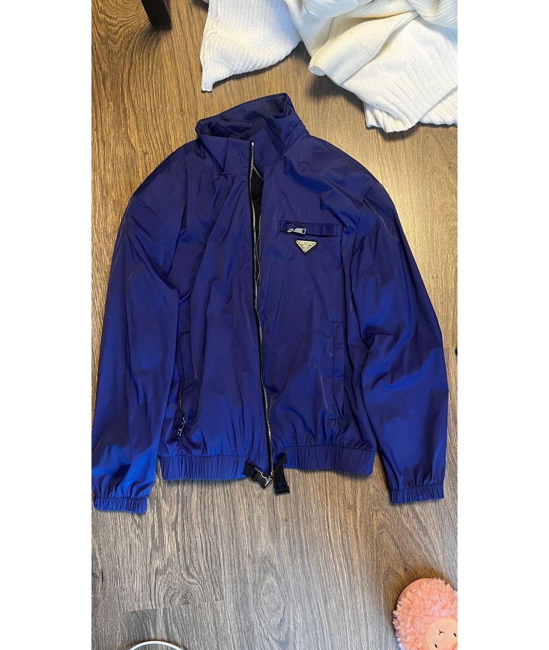 PRADA Синяя полиэстеровая куртка, фото 5