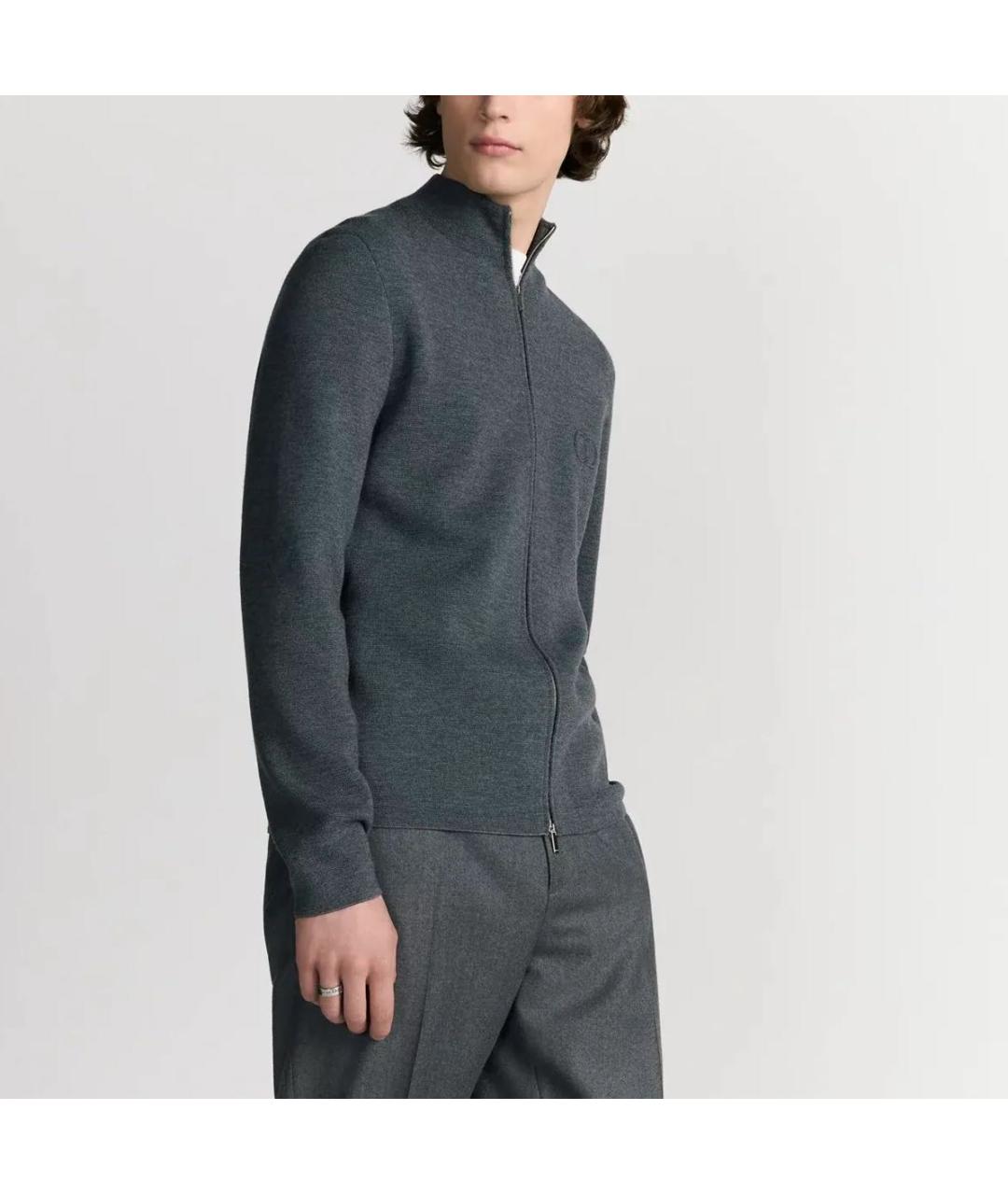 CHRISTIAN DIOR Серый шерстяной кардиган, фото 4