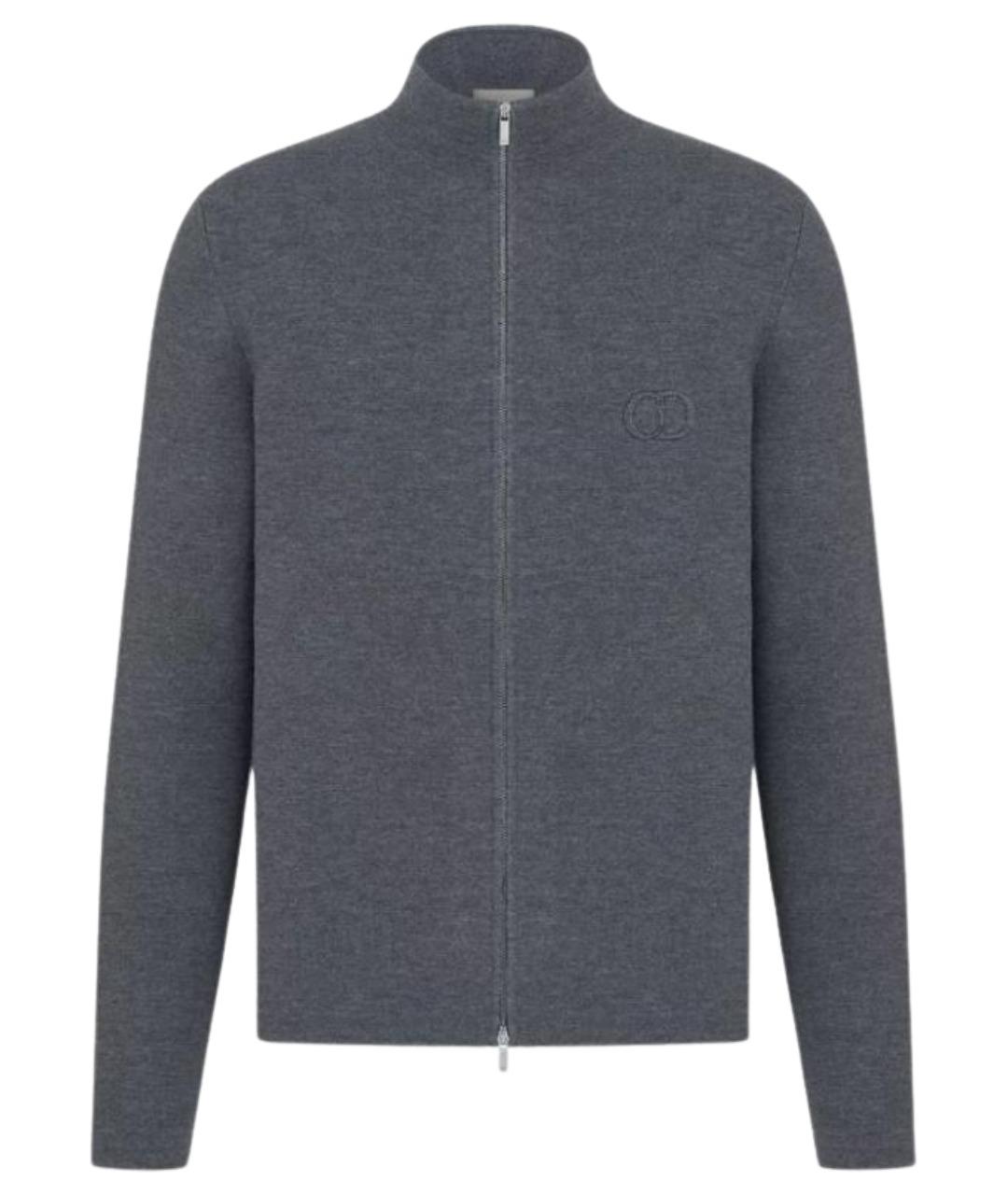 CHRISTIAN DIOR Серый шерстяной кардиган, фото 1