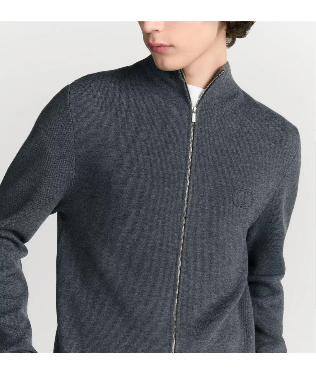 CHRISTIAN DIOR Серый шерстяной кардиган, фото 2