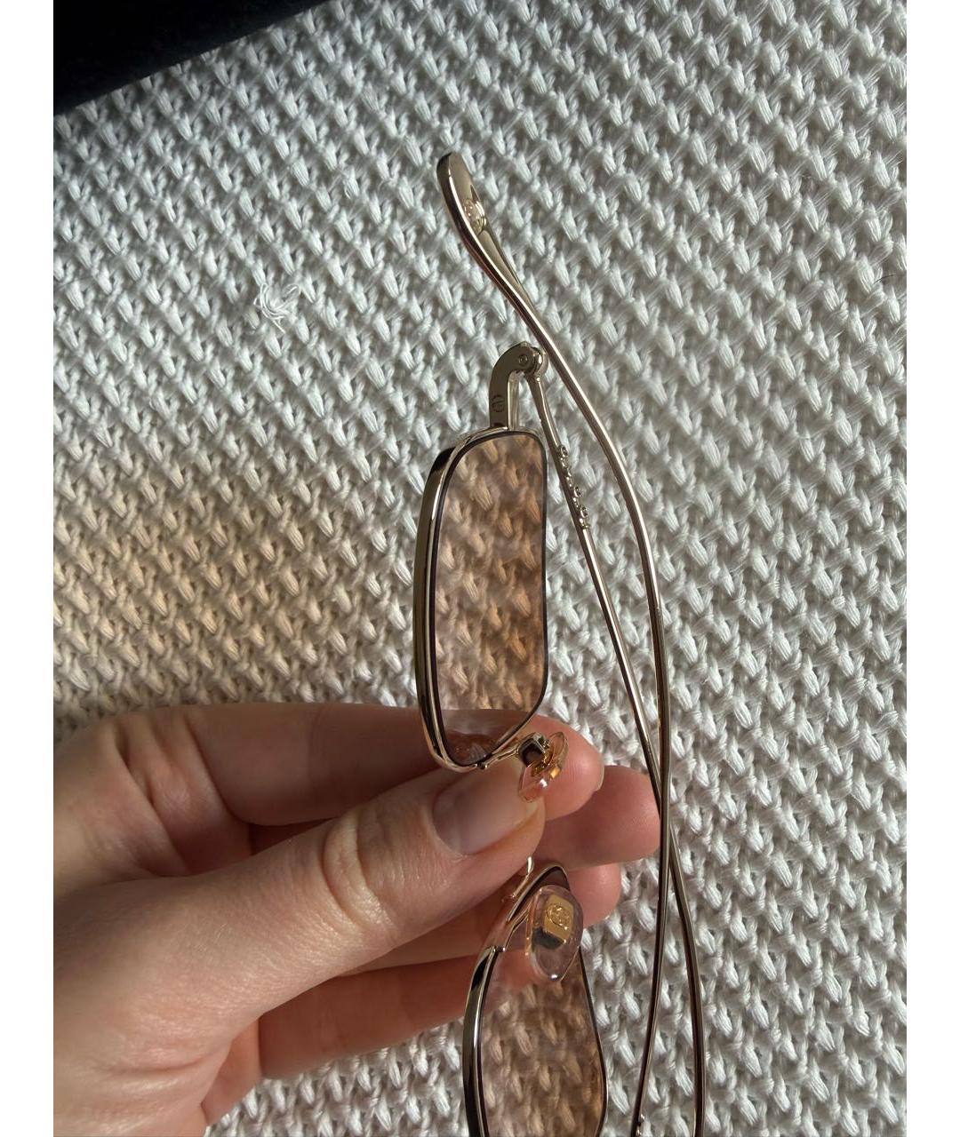 GUCCI Золотые металлические солнцезащитные очки, фото 3