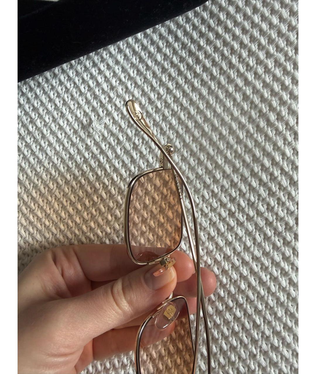 GUCCI Золотые металлические солнцезащитные очки, фото 6