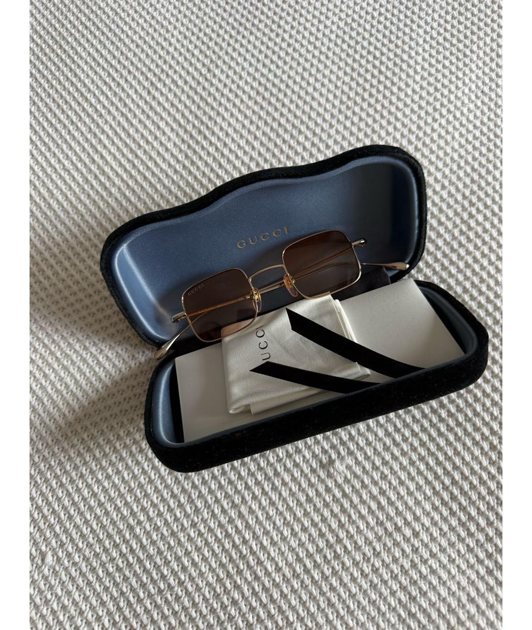 GUCCI Золотые металлические солнцезащитные очки, фото 7