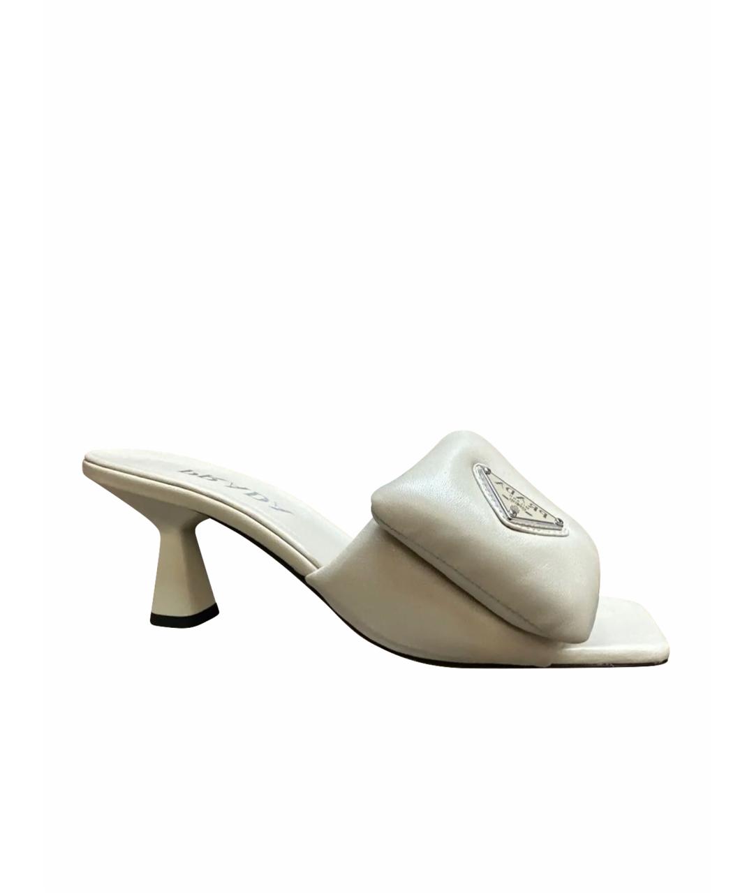 PRADA Бежевые кожаные мюли, фото 1