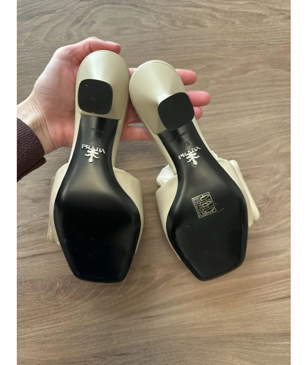 PRADA Бежевые кожаные мюли, фото 3