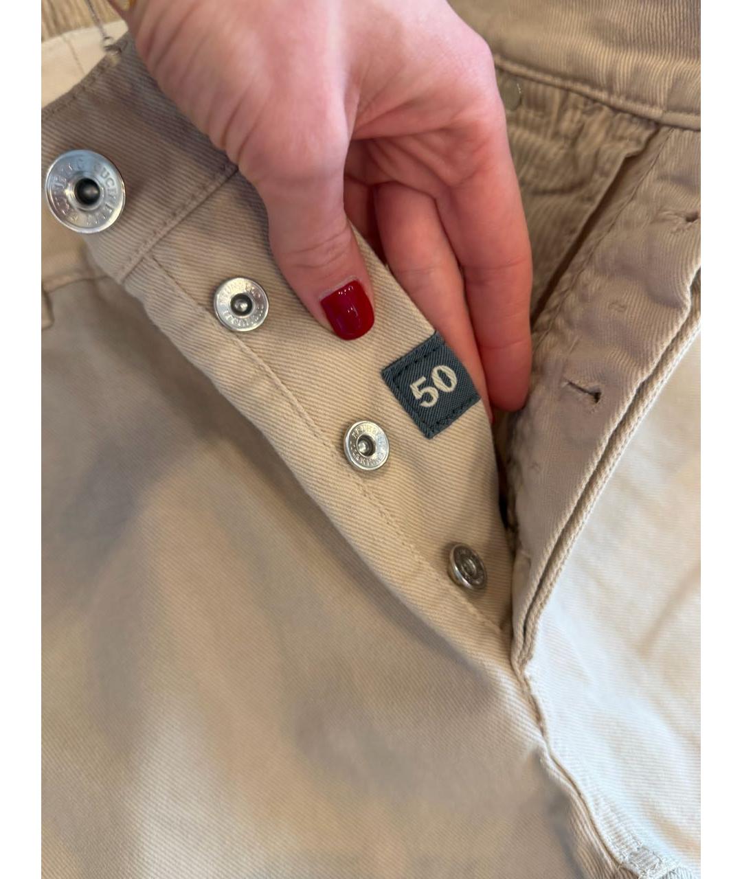 BRUNELLO CUCINELLI Бежевые прямые джинсы, фото 6