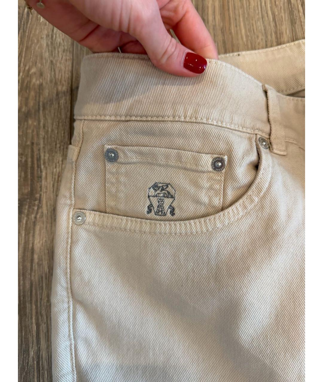 BRUNELLO CUCINELLI Бежевые прямые джинсы, фото 3