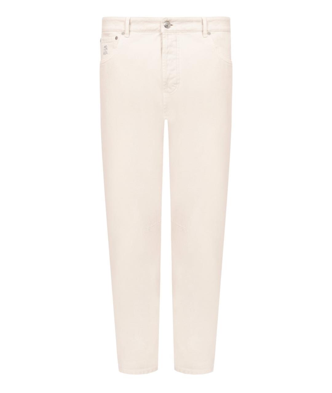 BRUNELLO CUCINELLI Бежевые прямые джинсы, фото 8