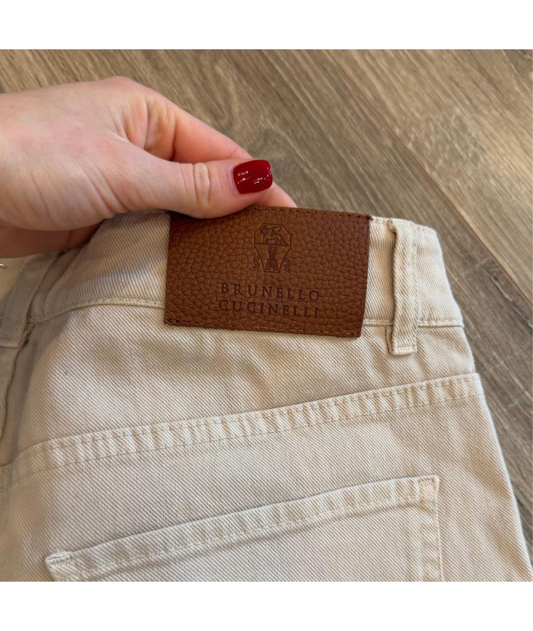 BRUNELLO CUCINELLI Бежевые прямые джинсы, фото 7