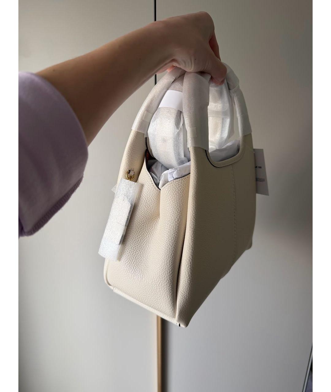 COACH Белая кожаная сумка через плечо, фото 4