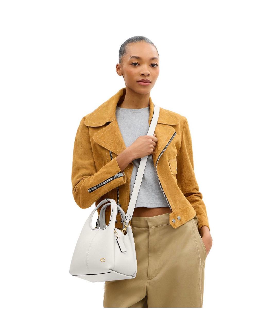 COACH Белая кожаная сумка через плечо, фото 2