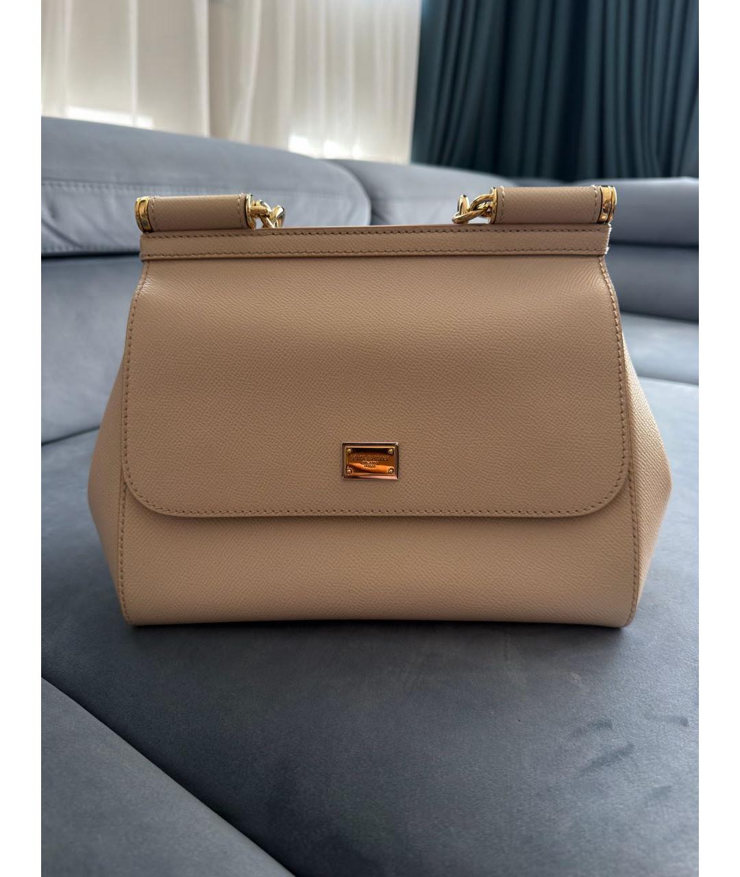 DOLCE&GABBANA Розовая кожаная сумка с короткими ручками, фото 5