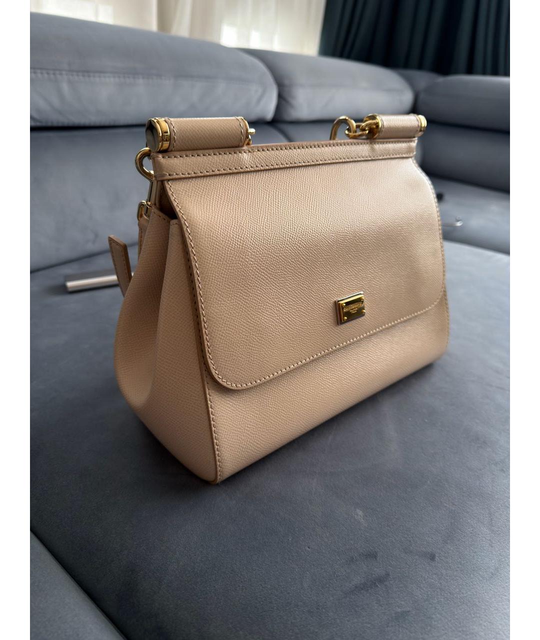 DOLCE&GABBANA Розовая кожаная сумка с короткими ручками, фото 2