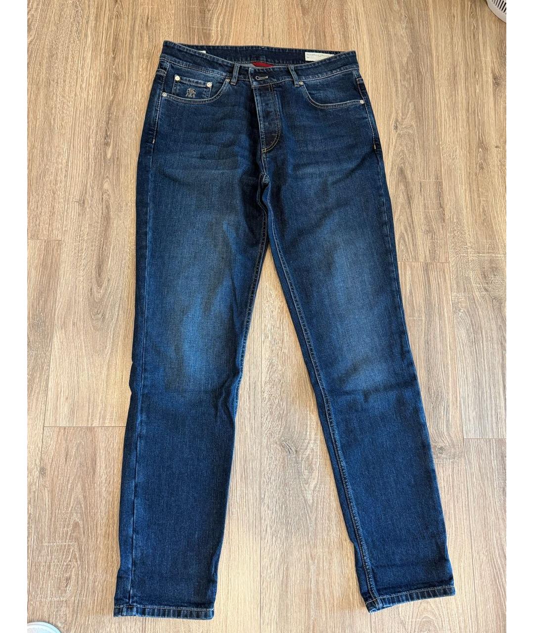 BRUNELLO CUCINELLI Темно-синие прямые джинсы, фото 6