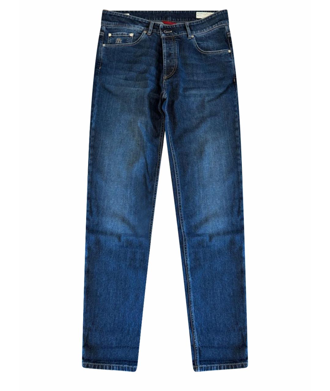 BRUNELLO CUCINELLI Темно-синие прямые джинсы, фото 1