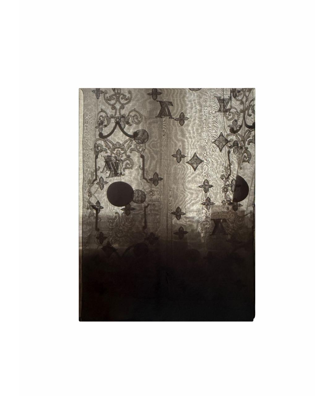 LOUIS VUITTON Черный шелковый шарф, фото 1