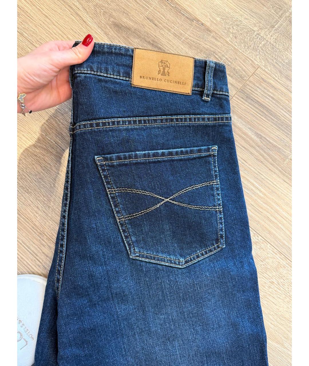 BRUNELLO CUCINELLI Темно-синие прямые джинсы, фото 6