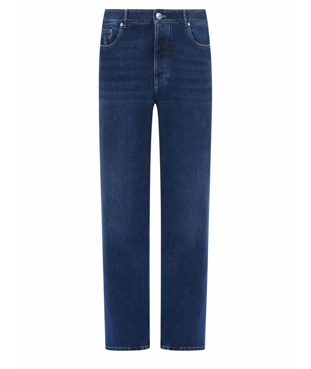 BRUNELLO CUCINELLI Темно-синие прямые джинсы, фото 1