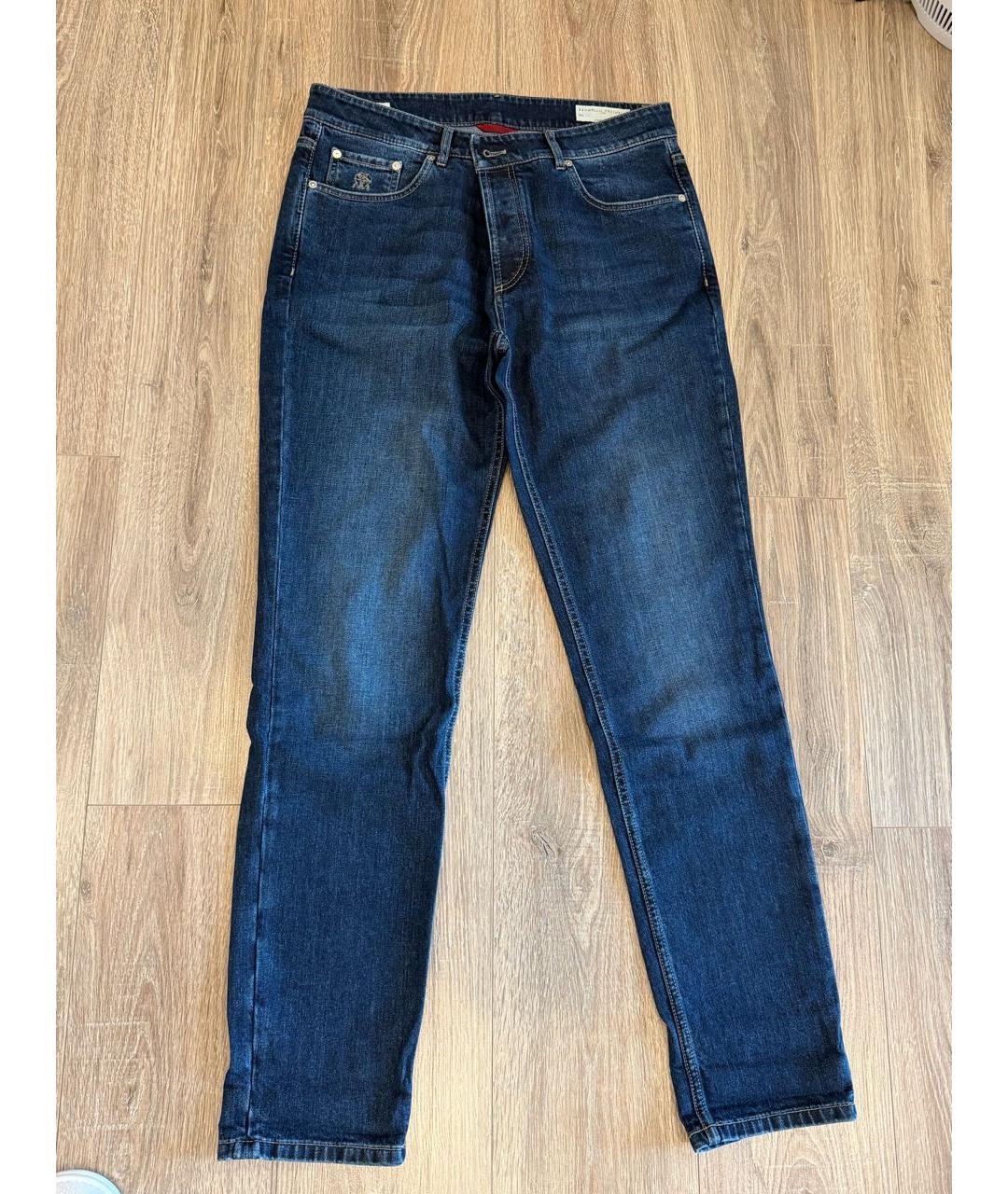 BRUNELLO CUCINELLI Темно-синие прямые джинсы, фото 2