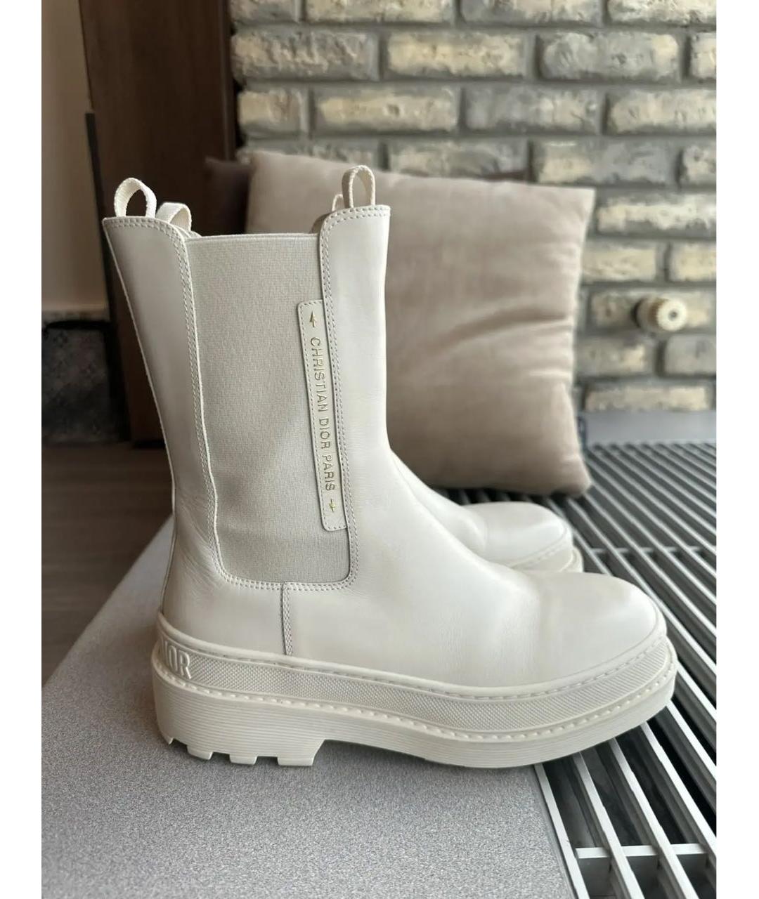 CHRISTIAN DIOR Бежевые кожаные полусапоги, фото 5