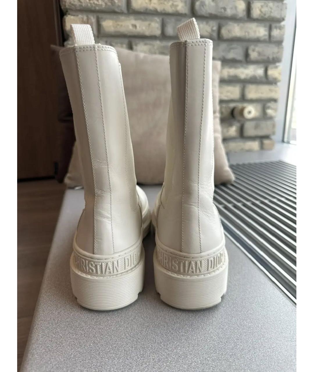 CHRISTIAN DIOR Бежевые кожаные полусапоги, фото 4