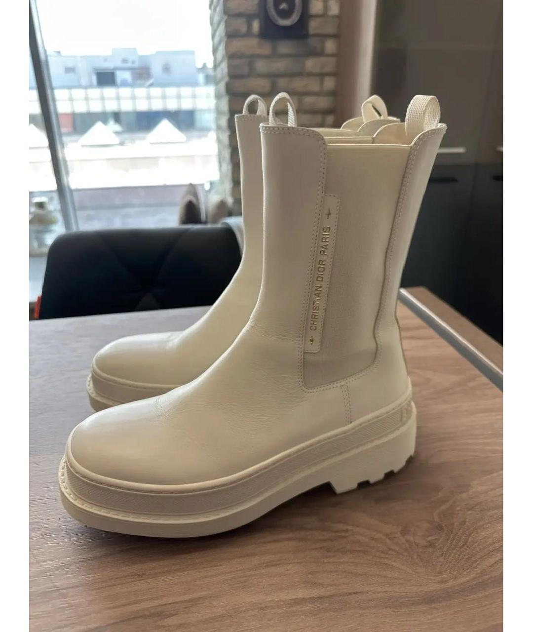 CHRISTIAN DIOR Бежевые кожаные полусапоги, фото 2