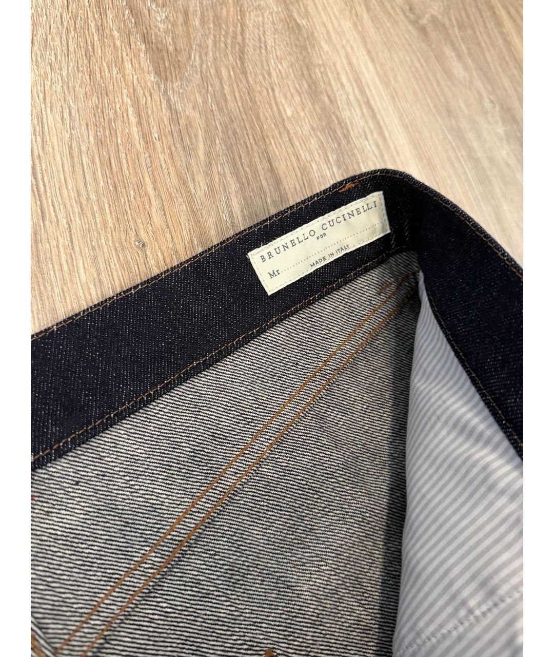 BRUNELLO CUCINELLI Темно-синие прямые джинсы, фото 4