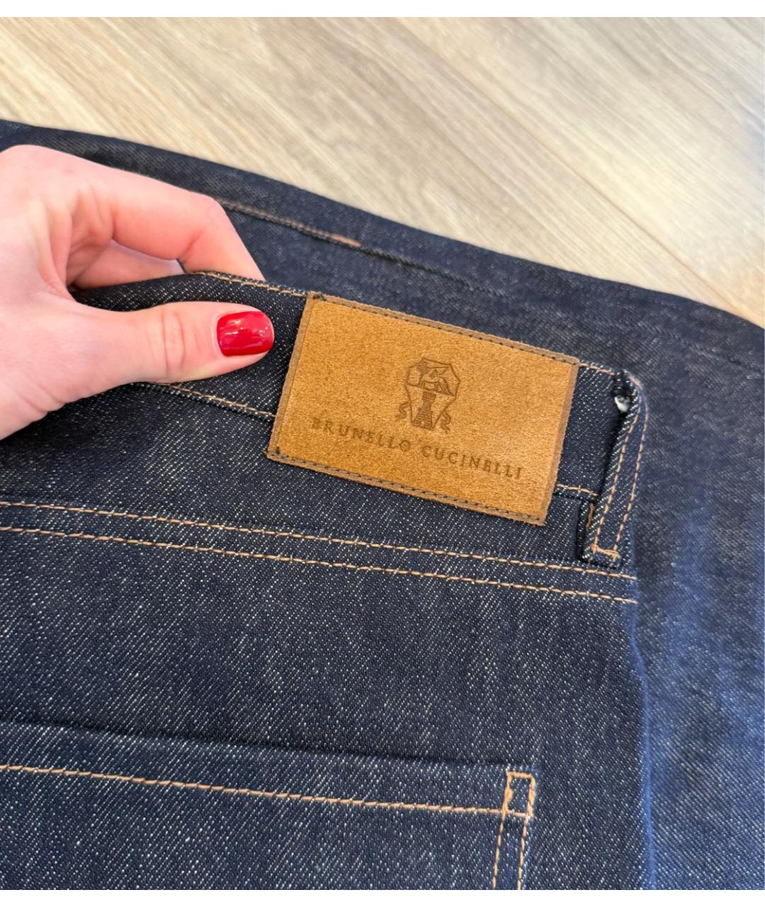 BRUNELLO CUCINELLI Темно-синие прямые джинсы, фото 6