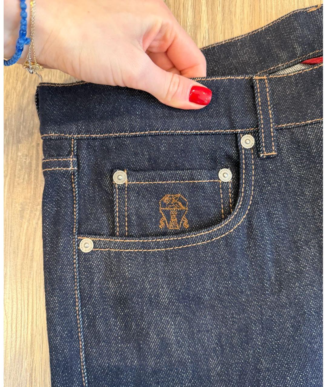 BRUNELLO CUCINELLI Темно-синие прямые джинсы, фото 3