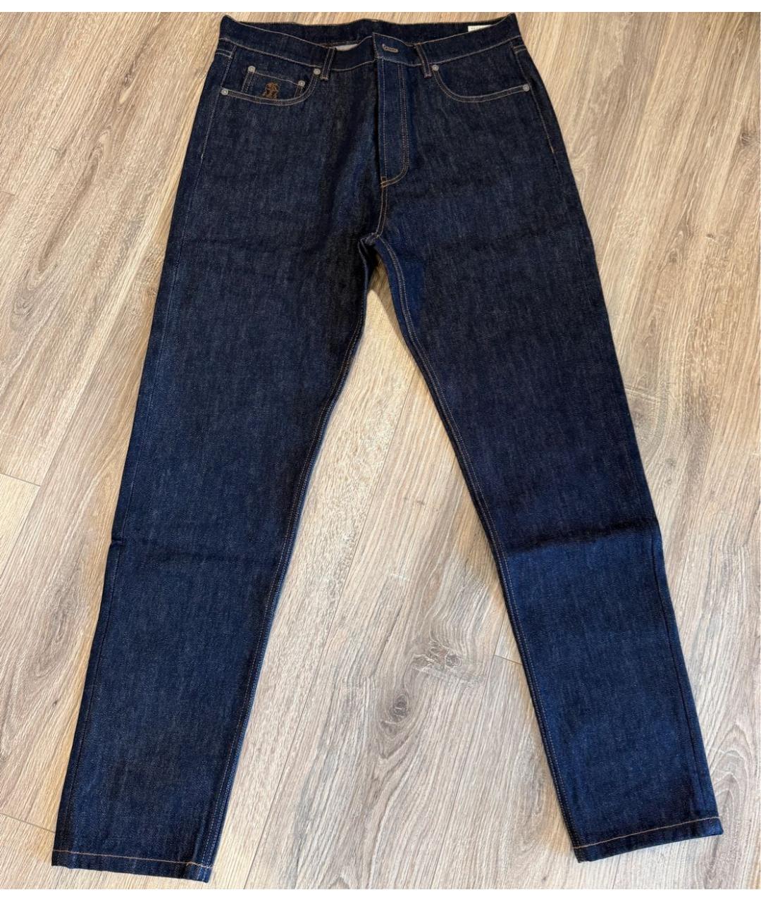 BRUNELLO CUCINELLI Темно-синие прямые джинсы, фото 2