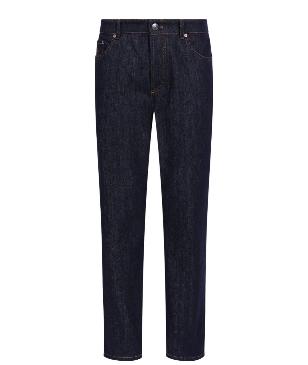 BRUNELLO CUCINELLI Темно-синие прямые джинсы, фото 8