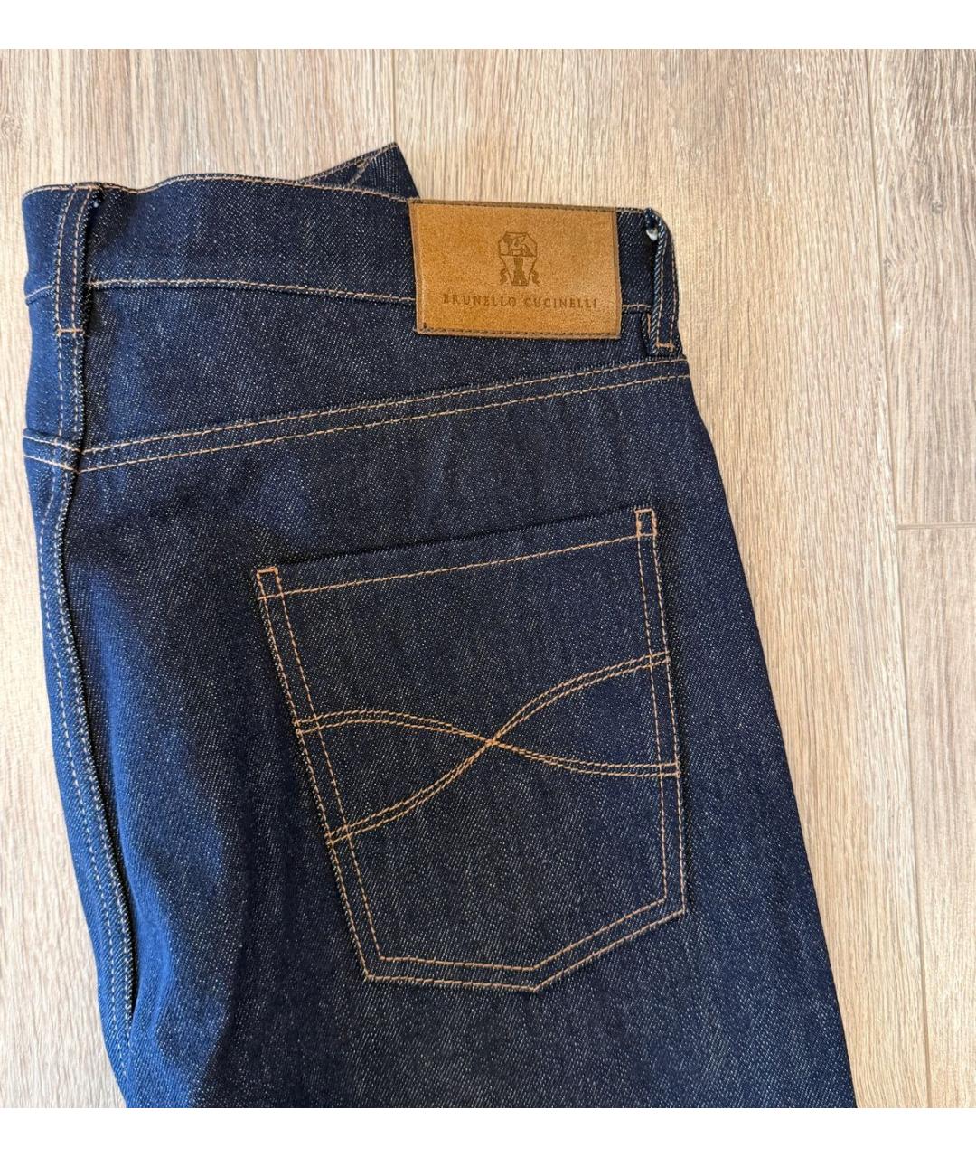 BRUNELLO CUCINELLI Темно-синие прямые джинсы, фото 7