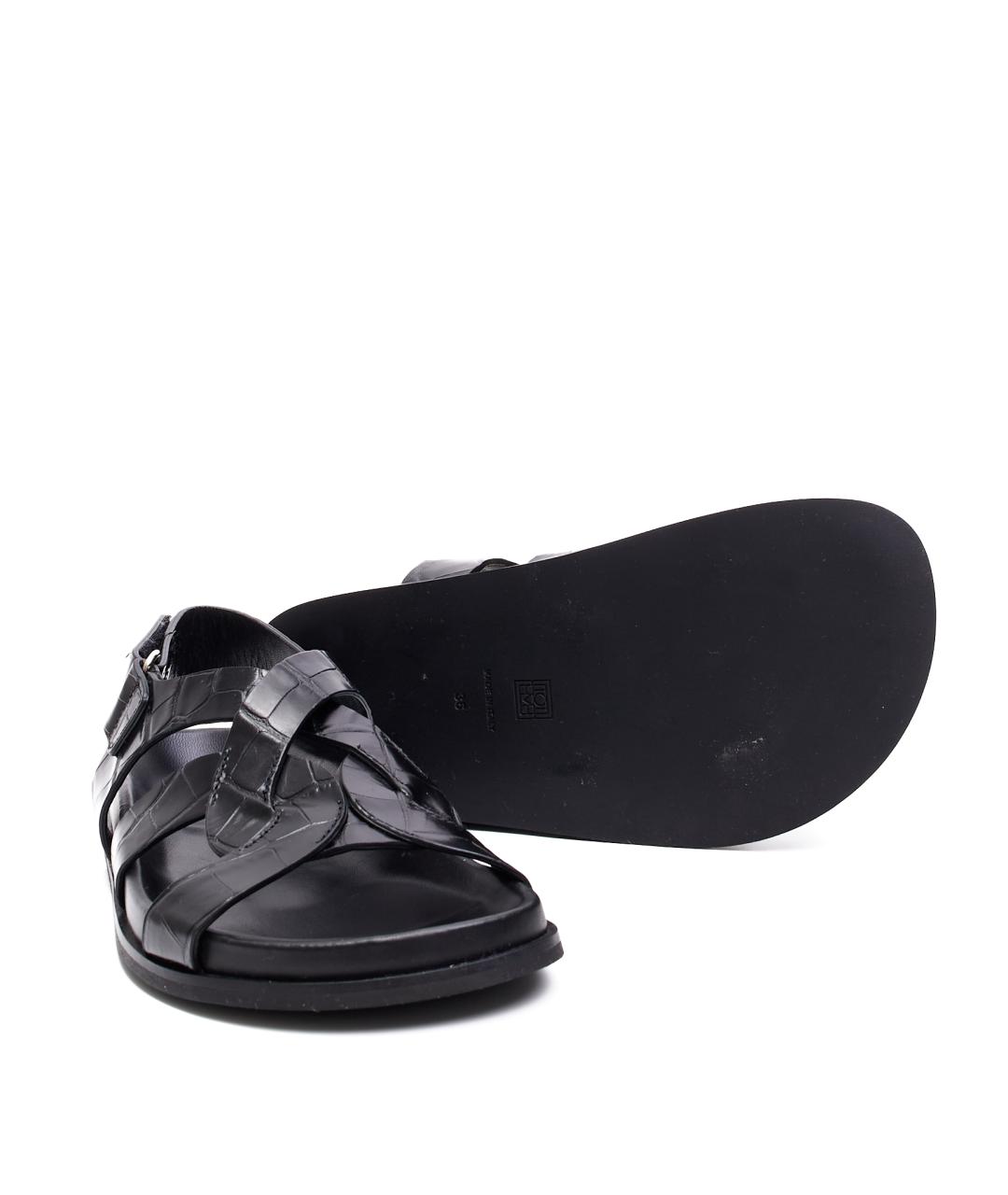 TOTEME Черные кожаные шлепанцы, фото 7