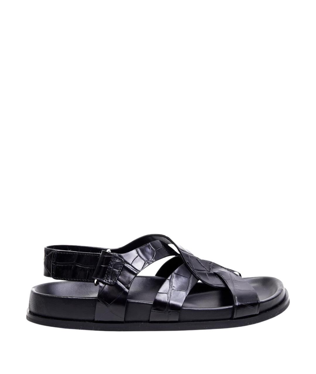 TOTEME Черные кожаные шлепанцы, фото 1