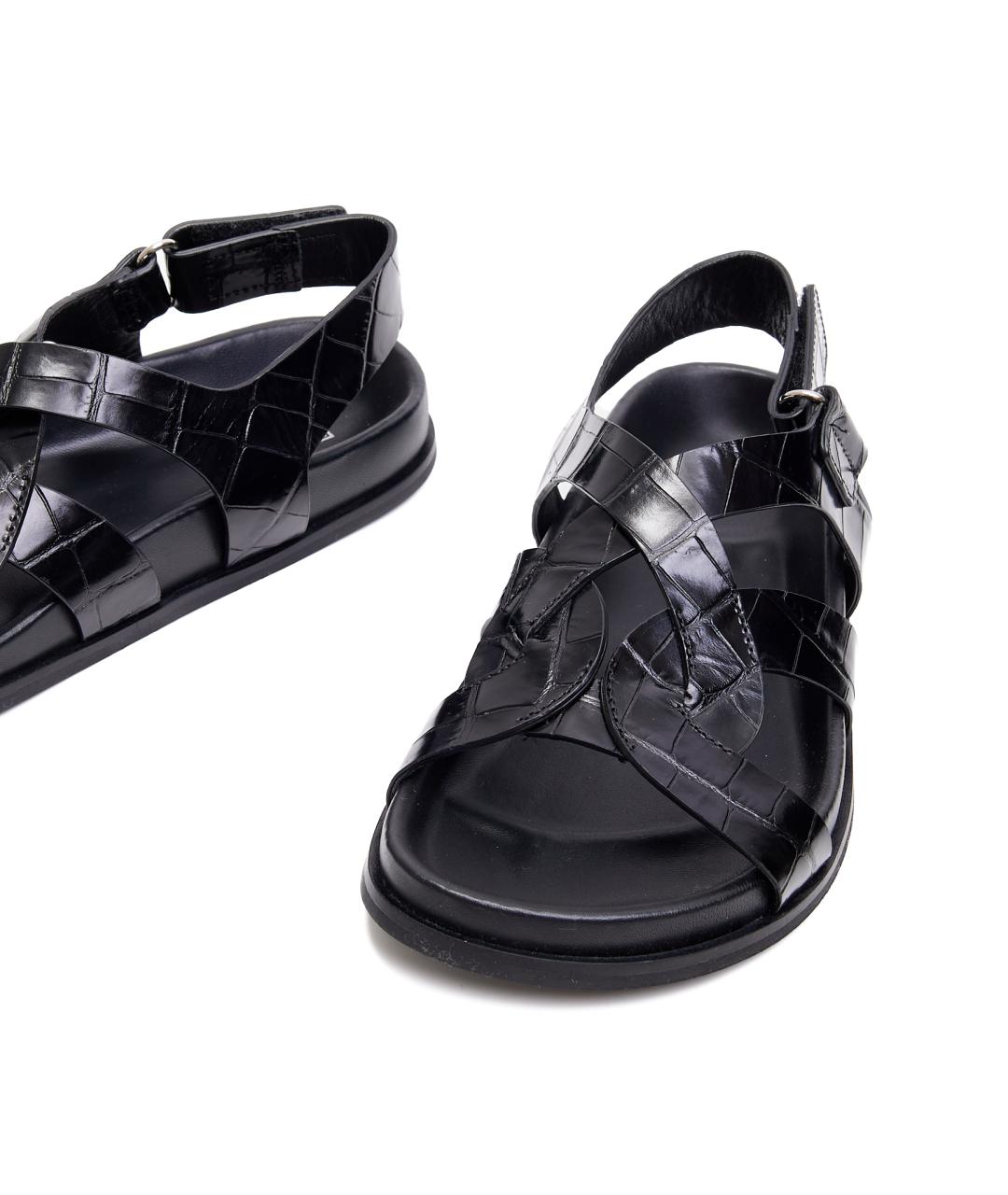 TOTEME Черные кожаные шлепанцы, фото 5